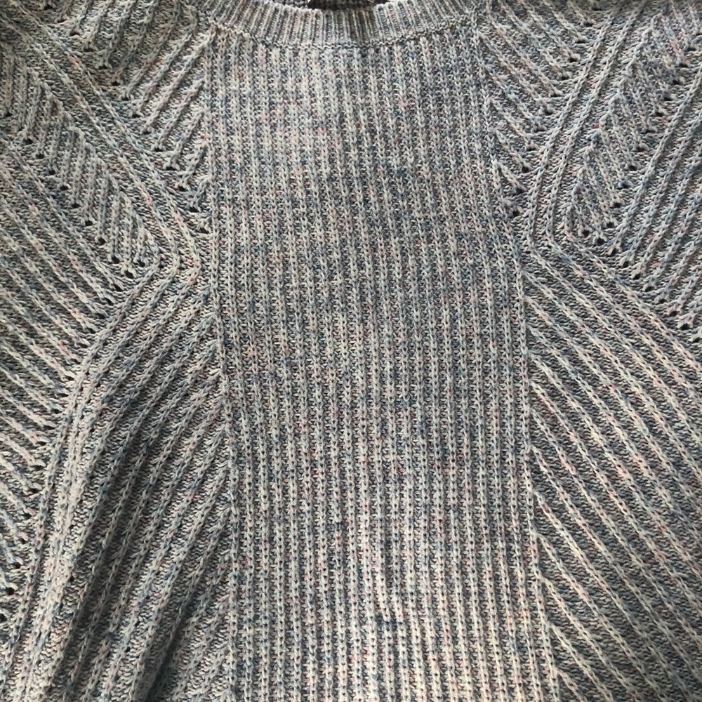 Loft pullover sweater lavender/navy pointelle L